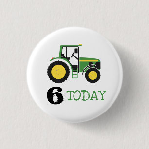 Green Tractor Birthday Age Badge Button