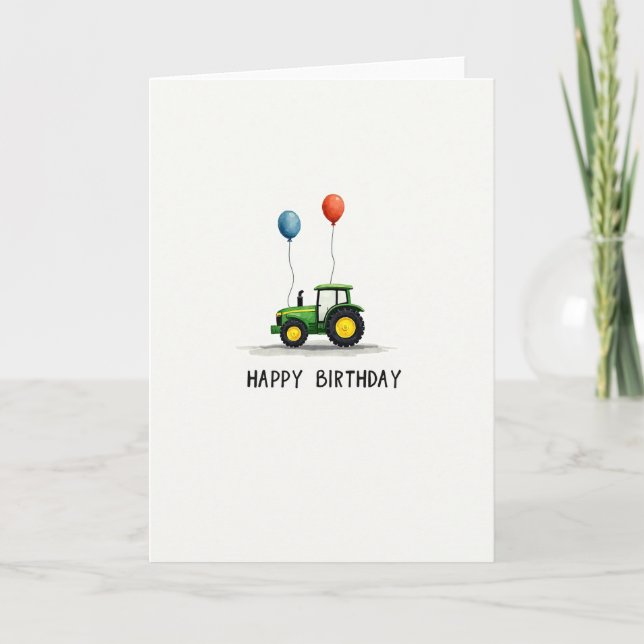 Green Tractor Birthday Card (Front)