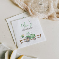 Green Tractor Birthday Napkins