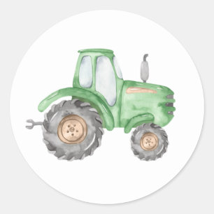 Green Tractor Birthday Sticker
