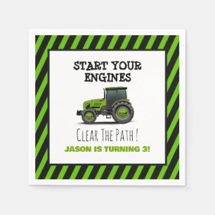 Green Tractor Boys Farm Birthday Party Napkin