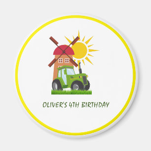 Green Tractor Boys Themed Birthday Party  Magnet