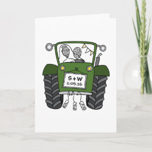 Green Tractor Country Wedding Card