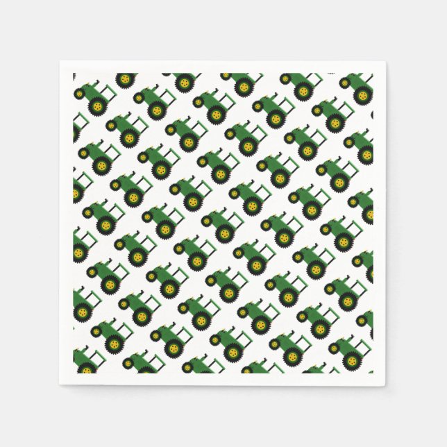 Green Tractor Design Napkin (Front)