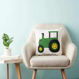 Green Tractor Design Personalised Cushion