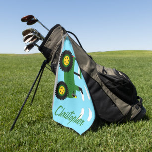 Green Tractor Design Personalised Golf Towel