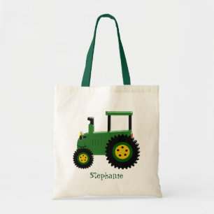 Green Tractor Design Tote Bag