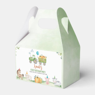Green tractor Farm Animals Birthday Favour Box