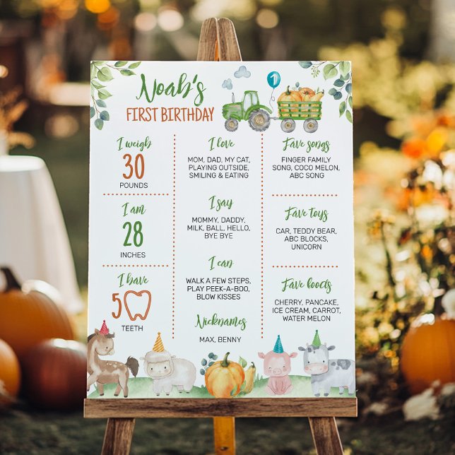 Green Tractor Farm Animals Birthday Milestone Sign (Creator Uploaded)