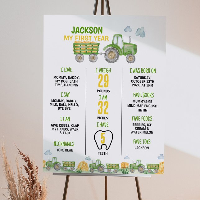 Green Tractor Farm Birthday Party Milestone Sign (Creator Uploaded)