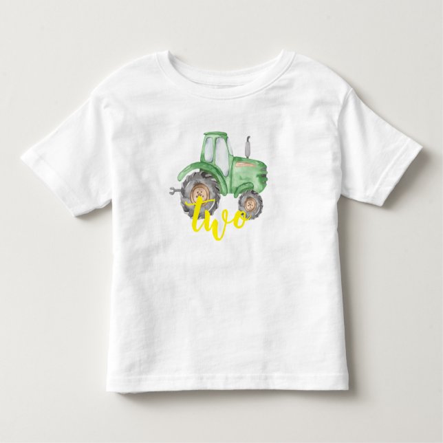 Green Tractor Farm Birthday T-Shirt (Front)