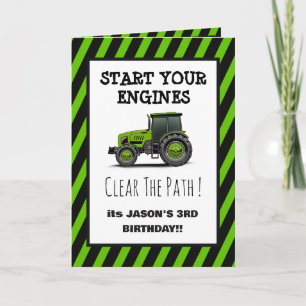 Green Tractor Farm Field Boys Birthday Invitation