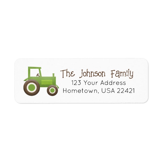 Green Tractor Farm Return Address Label (Front)