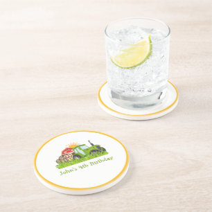 Green Tractor Farm Theme Birthday Party Decor Coaster