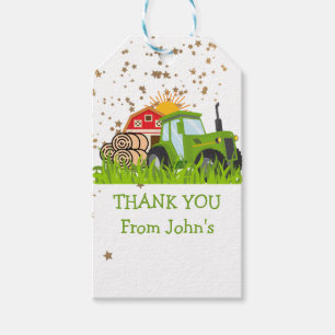 Green Tractor   Farm Theme Birthday Party Decor Gift Tags