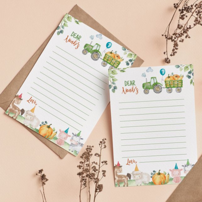 Green Tractor Farm Time Capsule Note Message Card (Creator Uploaded)