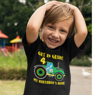 Green Tractor Get In Gear Birthday Boys T-Shirt