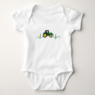 Green Tractor Heartbeat Baby Bodysuit