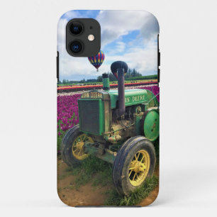 Green Tractor in Tulip Field, Oregon iPhone 11 Case