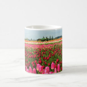 Green Tractor in Tulip Field, Oregon Coffee Mug