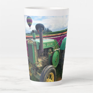Green Tractor in Tulip Field, Oregon Latte Mug