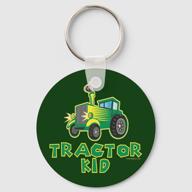 Green Tractor Kid Key Ring (Front)