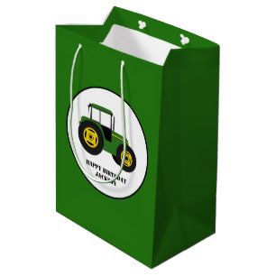 Green Tractor Kid's Birthday Medium Gift Bag