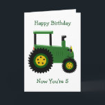 Green Tractor Personalised 5th Birthday Card<br><div class="desc">Greeting card tractor design 5th birthday card. Customise this birthday card with any text then have it printed and sent to you or instantly download it to your mobile device. Should you require any help with customising then contact us through the link on this page. Green tractor design personalised fifth...</div>
