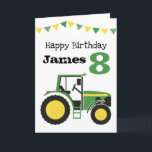 Green Tractor Personalised Age Birthday Card<br><div class="desc">This green and yellow tractor birthday greeting card with bunting can be personalised with a greeting,  age,  name and message inside. All elements of the design can be customised and re-arranged :)</div>