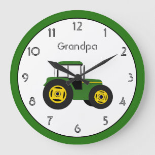 Green Tractor Personalised Large Clock