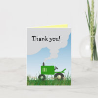 Green Tractor Thank You Note