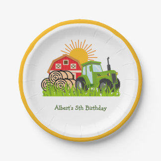 Green Tractor | Themed Birthday Party Paper Plates