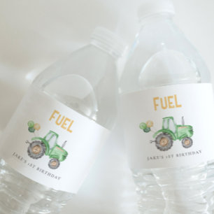 Green Tractor  Water Bottle Label