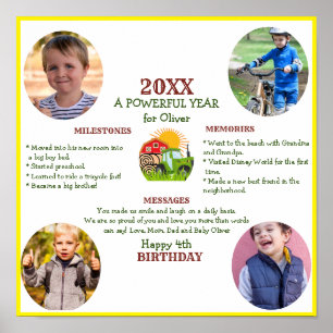 Green Tractor   Year in Review Birthday Party Poster