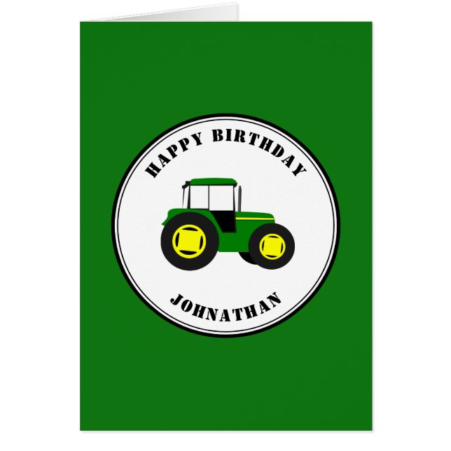 Green Tractors Custom Birthday CARD (Front)