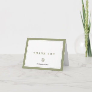 Green traditional border simply thank you note