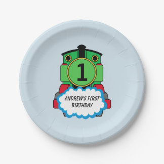 Green Train Happy Birthday Plate