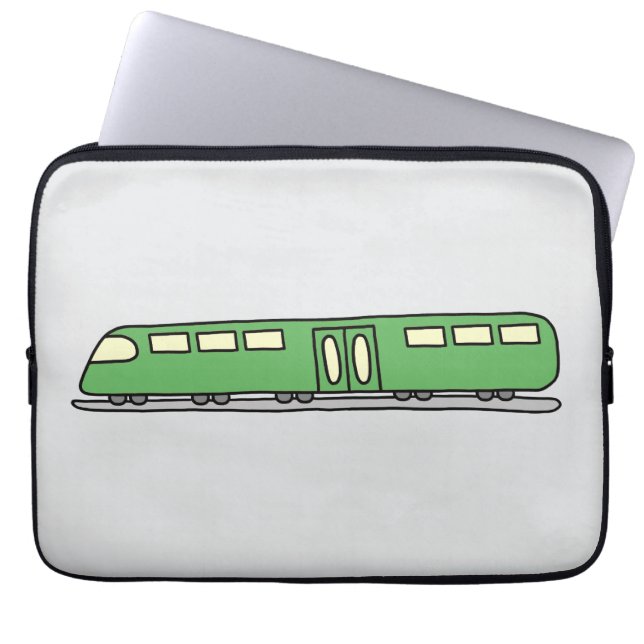 Green Train Laptop Sleeve (Front)