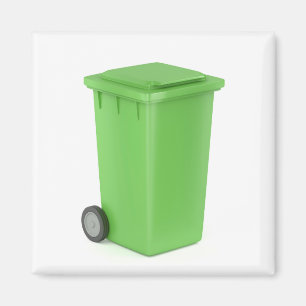 Green trash bin magnet