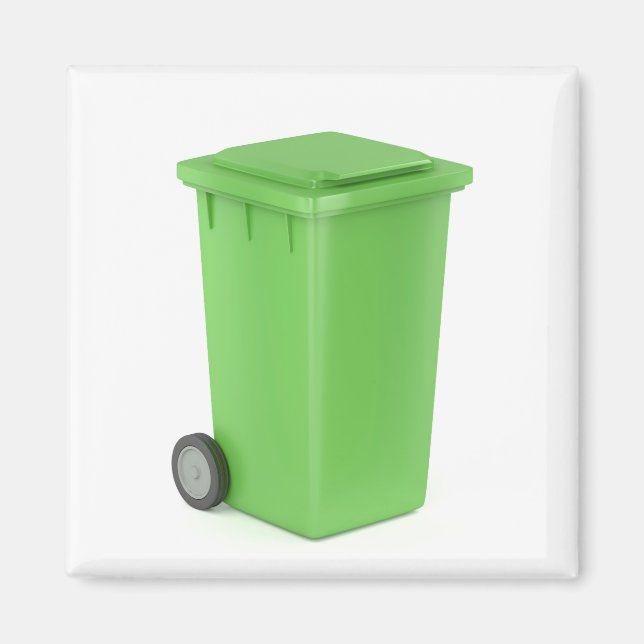 Green trash bin magnet (Front)
