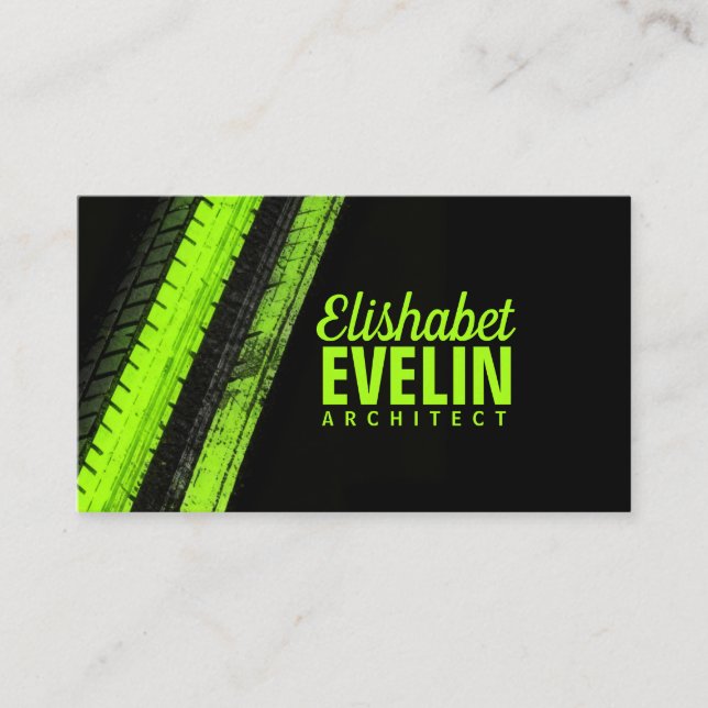 Green Tread Paths on Black Backdrop Business Card (Front)
