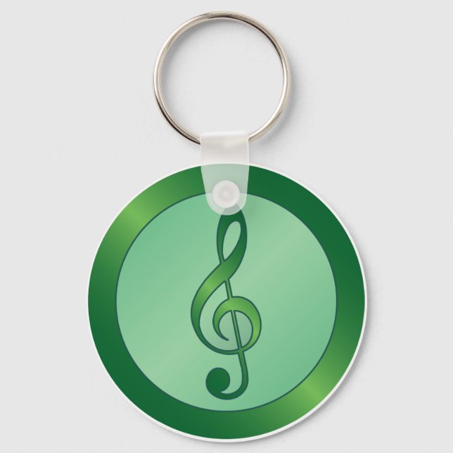 Green Treble Clef Key Ring (Front)