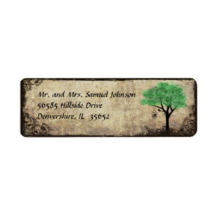 Green Tree and Birdcage Return Address Label