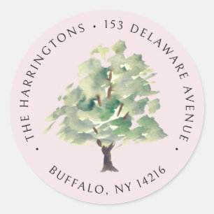 Green Tree Arborist Watercolor Hand-Illustrated Classic Round Sticker