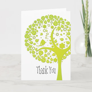 {Green Tree} Blank Thank You Greeting Card