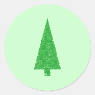 Green Tree. Christmas, Fir, Evergreen Tree. Classic Round Sticker