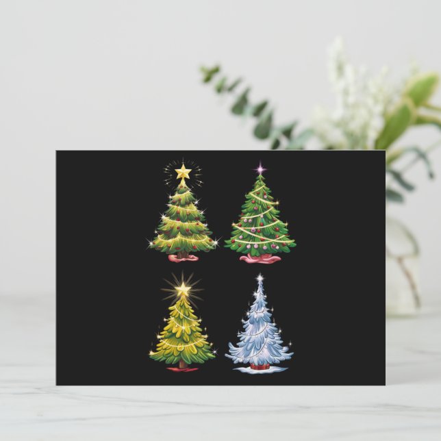 Green Tree Christmas Holiday Winter Card (Standing Front)