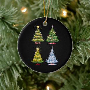 Green Tree Christmas Holiday Winter Ceramic Ornament