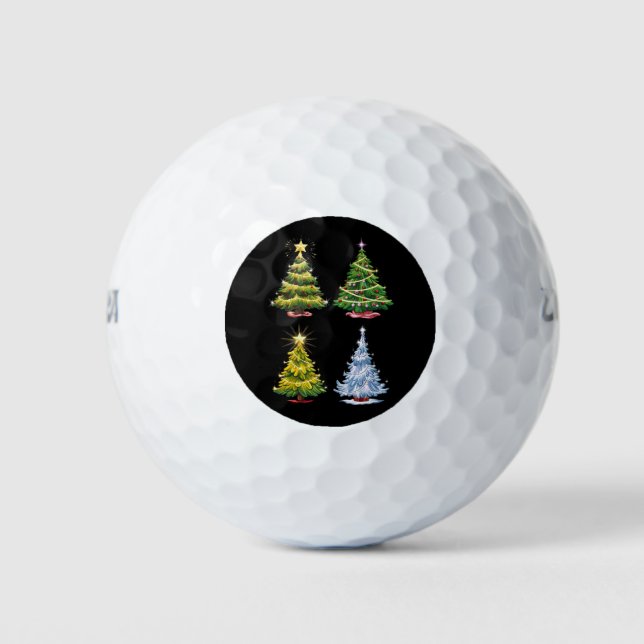 Green Tree Christmas Holiday Winter Golf Balls (Front)