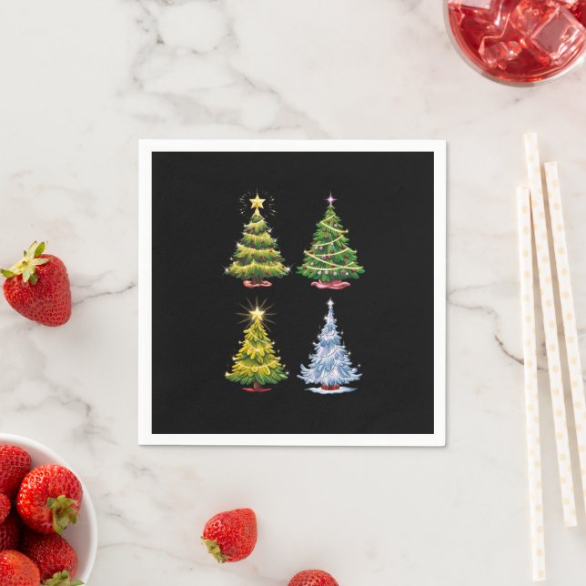Green Tree Christmas Holiday Winter Napkin (Insitu)